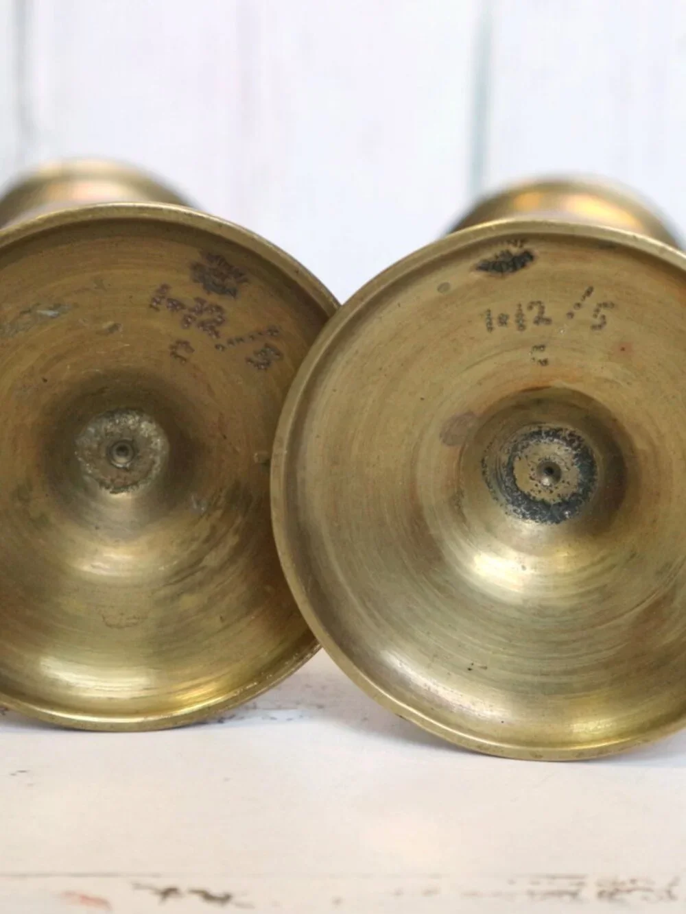 Vintage Brass Vases or Candlestick Set (6